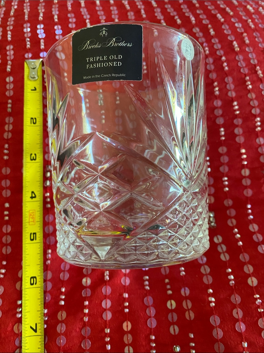 Brooks Brothers Triple Old Fashioned Made in Czech Republic Large Crystal Glass